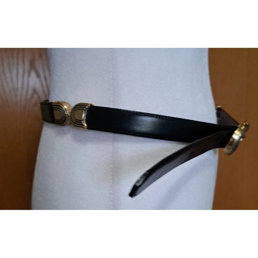 Brighton Women's Reversible Leather Black/Brown Belt Silver/Gold Tone Buckle M-L
